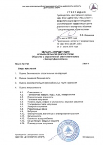 Область аккредитации ИЛ Эксперт-Диагностика от 01.07.2018 г.